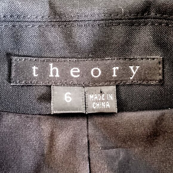 Theory Gayle Black Tuxedo Satin Lapel Wool Blazer NWOT - Picture 6 of 8